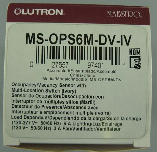 Lutron MS-OPS6M-DV-IV Maestro Occupancy Vacancy Sensor w/ Multi Location Switch