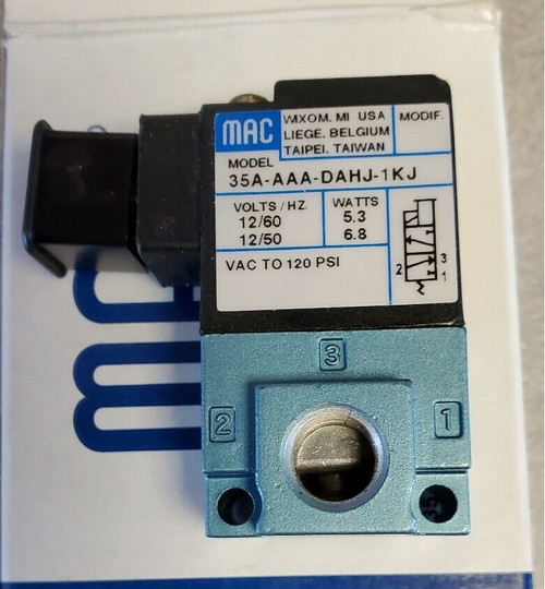 MAC 35A-AAA-DAHJ-1KJ 12V 5.3W 120PSI 3-WAY 2-POS SOLENOID VALVE - NEW IN BOX