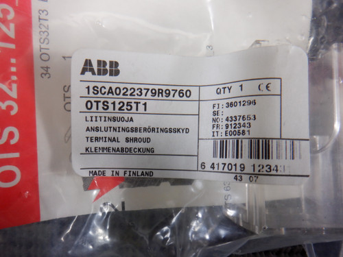 ABB OTS125T1 Terminal Shroud 1 Pole Clear Plastic 1SCA022379R9760 - Lot of 5