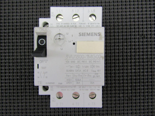 Siemens 3VU1300-1MG00 Starter Motor Protector 1 - 1.6 Adj - New no box