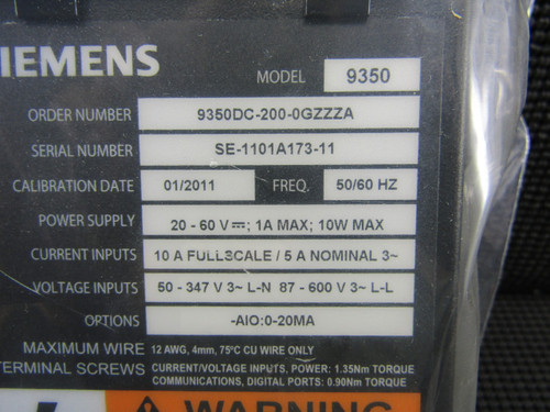 Siemens 9350DC-200-0GZZZA Power Meter