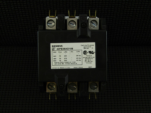 Siemens 42FE35AD106 Magnetic Contactor 75FLA Definite Purpose 3P 208V Coil