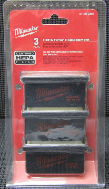 Milwaukee 49-90-2306 Hepa Filter Replacement Kit for HAMMERVAC - Lot of 3