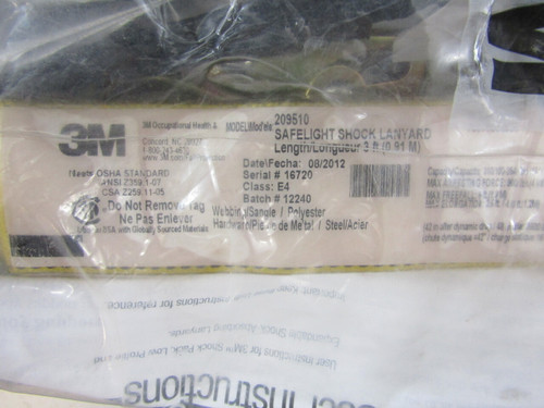 3M 209510 SAFELIGHT 3 FT SHOCK LANYARD - FACTORY SEALED