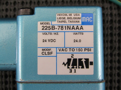 MAC 225B-781NAAA 3 WAY SOLENOID VALVE 24 W