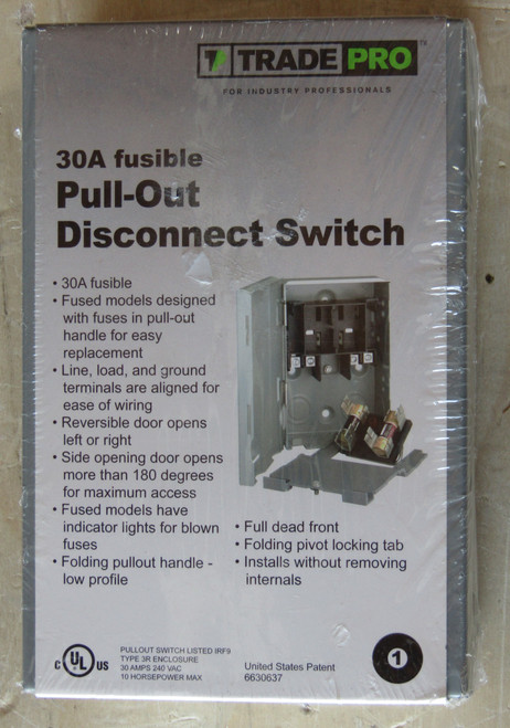 TRADE PRO TP-30AMP PO DISCONNECT SWITCH 30A 240V 10HP NEMA 3R - FACTORY SEALED