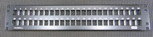 HUBBELL PSJ48BK2 48 RJ45 UNLOADED JACKS BLACK 48-PORT SHIELDED PATCH PANEL