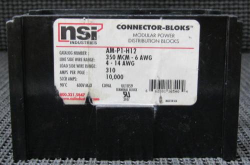 NSI AM-P1-H12 CU9AL 600V 310A POWER DISTRIBUTION BLOCK - NEW NO BOX