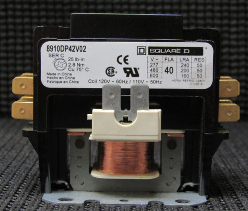 SQUARE D 8910DP42V02 600V 50/60HZ 2P SER C DEFINITE PURPOSE CONTACTOR