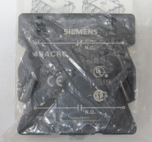 FURNAS 49ACR6 1NO/1NC 600V SIDE MOUNT AUXILIARY CONTACT