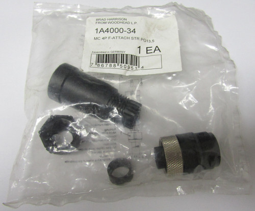 WOODHEAD 1A4000-34 13A 600V 4-PIN FEMALE CRIMP SOCKET SENSOR CONNECTOR