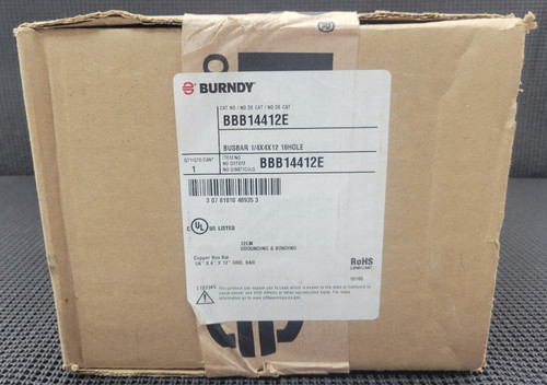 BURNDY BBB14412E 1/4" x 4" x 12" 18 HOLE COPPER BUS BAR - FACTORY SEALED