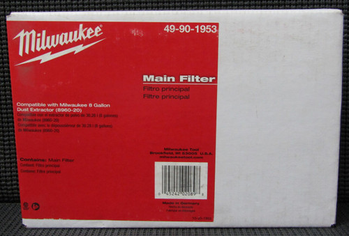 MILWAUKEE 49-90-1953 MAIN FILTER REPLACEMENT FOR 8-GALLON DUST EXTRACTOR 8960-20