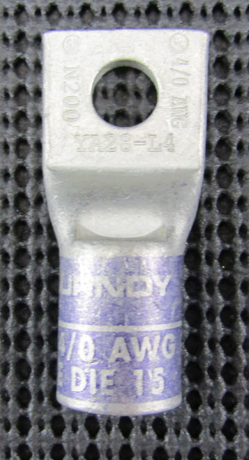 BURNDY YA28-L4 4/0AWG 1-HOLE PURPLE DIE 15 COMPRESSION LUG - NEW NO BOX