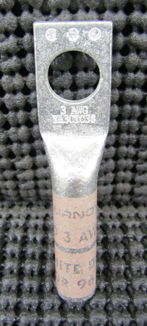 BURNDY YA3CTC38 AWG#3 3/8" 1-HOLE LONG BARREL LUG - LOT OF 4 / NEW IN PACKAGE