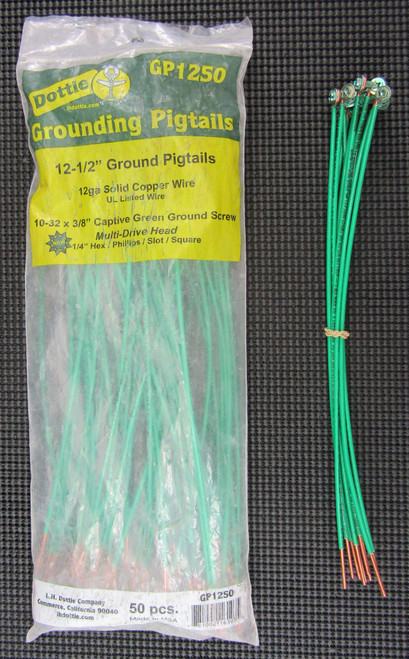 DOTTIE GP1250 12 1/2" 12GA COPPER WIRE GREEN SCREW GROUNDING PIGTAIL - LOT OF 60