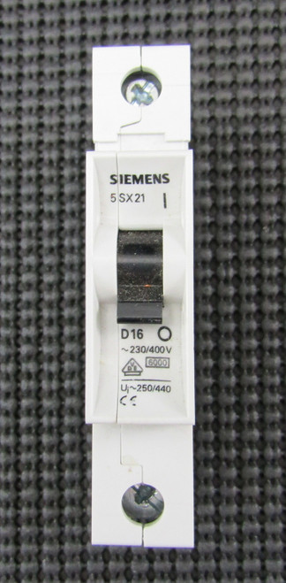 SIEMENS 5SX21 D16 480V 16A 1PD TRIP CURVE MINI CIRCUIT BREAKER - NEW NO BOX