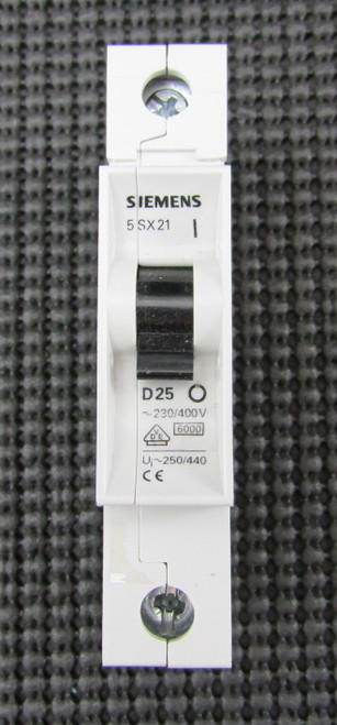 SIEMENS 5SX21 D25 480V 25A 1PD TRIP CURVE MINI CIRCUIT BREAKER - NEW NO BOX
