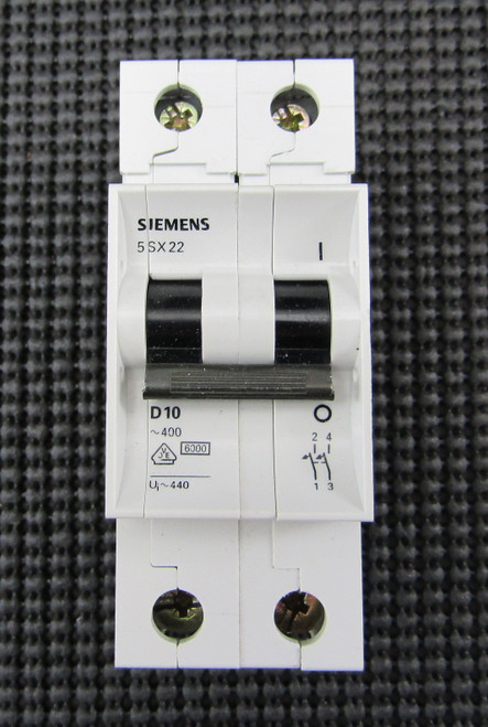 SIEMENS 5SX22 D10 480V 10A 2PD TRIP CURVE MINI CIRCUIT BREAKER - NEW NO BOX