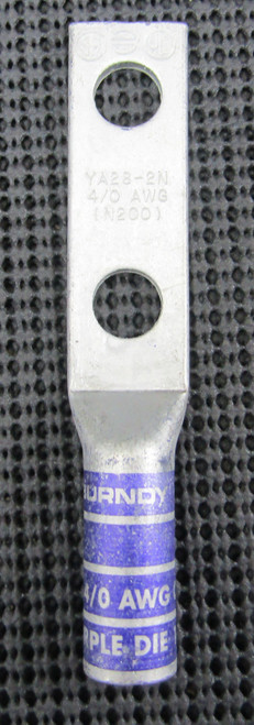 BURNDY YA282N 4/0AWG N200 COPPER 2-HOLE PURPLE LONG-BARREL LUG - NEW NO BOX
