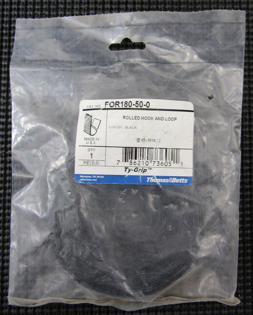 THOMAS & BETTS FOR180-50-0 180" 222.5N BLACK ROLLED HOOK & LOOP - FACTORY SEALED