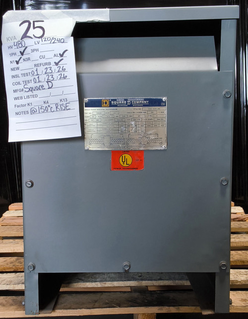Square D 2553H 25KVA 240X480-120/240 1Ph 60Hz