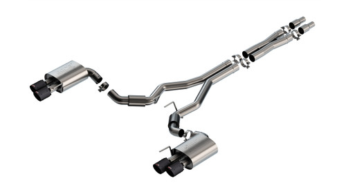 Borla 2024 Ford Mustang GT 5.0L V8 3 in S-Type Catback Non-Active Exhaust- Carbon Fiber Quad Tip - 140969CFBA