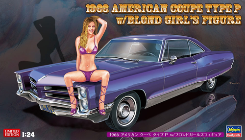 Hasegawa: 1/24 Car Model Kit - SP424 1966 American Coupe Type P w/ Blond Girl's Figure ('66 Pontiac Catalina)