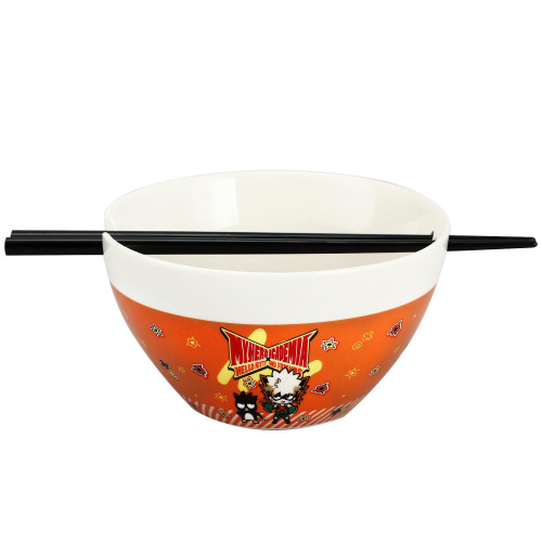 My Hero Academia X Hello Kitty and Friends: Bowl - Badtz-Maru Bakugo Ceramic Ramen Bowl with Chopsticks