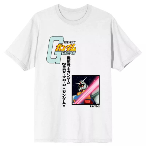 Gundam: Unisex T-Shirt - Mobile Suit Gundam RX-78-2 Multi Graphic White Tee (Small)