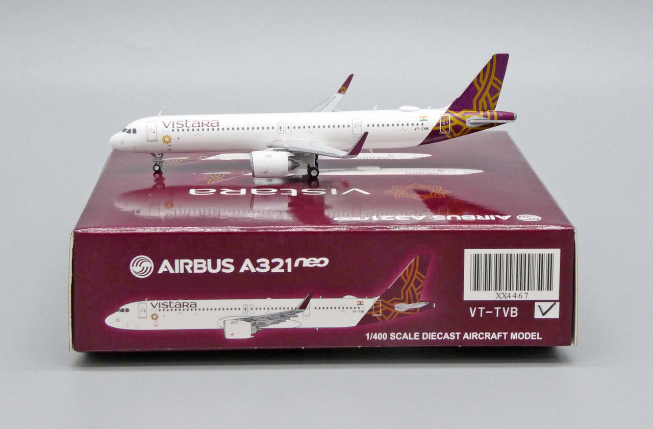 JC Wings Vistara Airbus A321neo VT-TVB 1/400 XX4467 - Aircraft