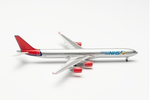 Herpa Maleth Aero Airbus A340-600 “Protect Our NHS” – 9H-NHS 1/500 535496