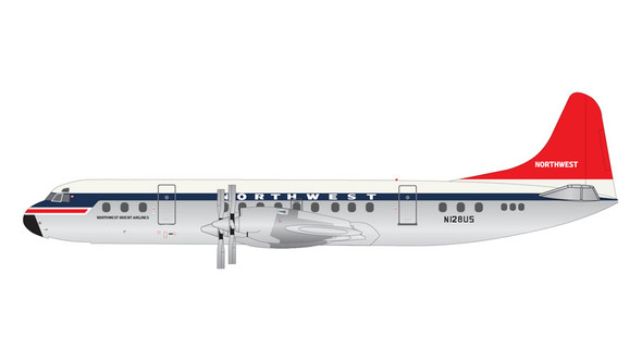 GeminiJets Northwest Orient Airlines Lockheed L-188C Electra N128US Polished Belly 1/400 GJNWA2125