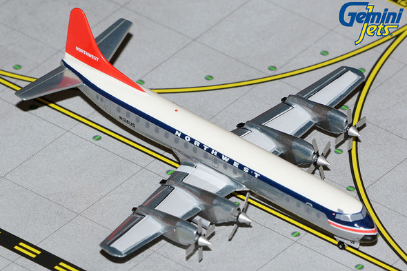 GeminiJets Northwest Orient Airlines Lockheed L-188C Electra N128US Polished Belly 1/400 GJNWA2125