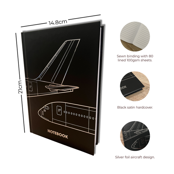 The Aviators Black Notebook, 160 Lined Pages
