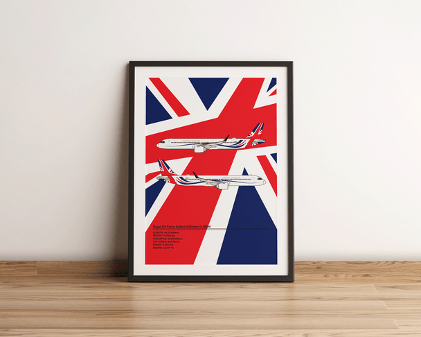 RAF 'UK Government' Airbus A321neo G-GBNI A3 Portrait Poster