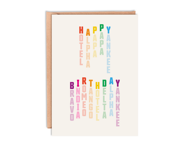 Phonetic Alphabet Birthday Card With Envelope