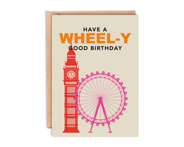 Gateway22 Funny Birthday Card London 'Have a Wheely Good Birthday' with Envelope, for men, women, son, girl, blank inside