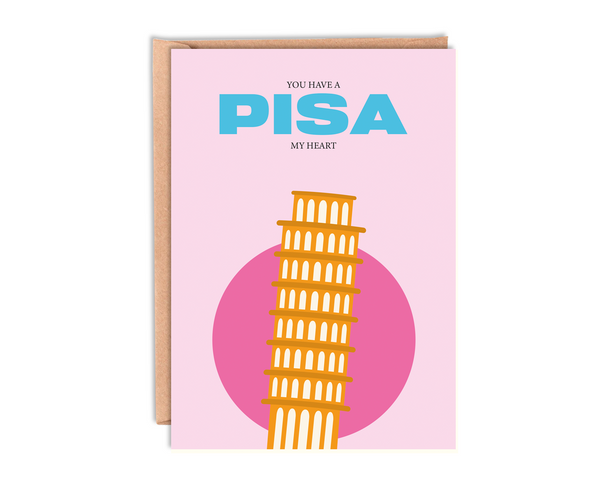 Gateway22 Funny Birthday Card Valentines Card 'You have a Pisa my Heart' with Envelope, for wife, women, girls, girlfriend blank inside