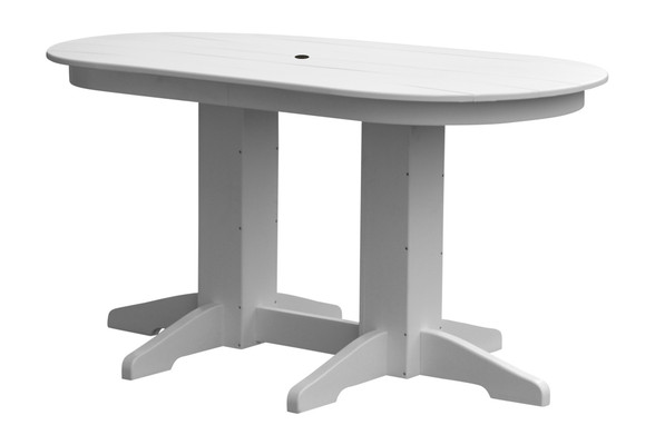 A&L Poly Recycled Plastic 5' Oval Dining Table with Umbrella Hole