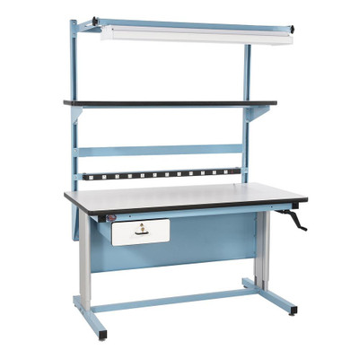 PROLINE 72 in. Light Blue/White Rectangular 1 -Drawer Standing Desk with Adjustable Height
