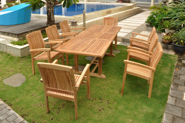 Anderson Teak Bahama Stackable Sahara 9-Pieces Rectangular Dining Set B