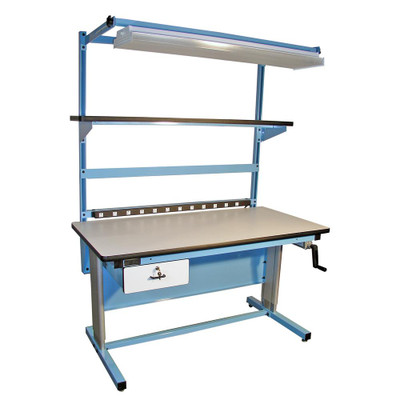 PROLINE 60 in Light Blue/White Rectangular 1 -Drawer Standing Desk with Adjustable Height