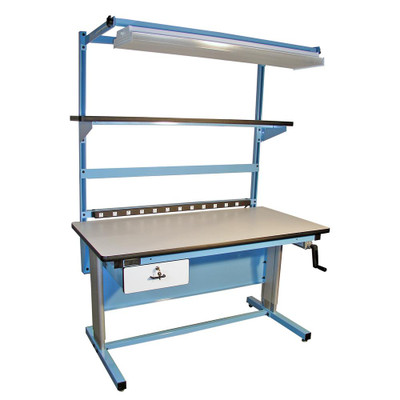 PROLINE 72 in Light Blue/White Rectangular 1 -Drawer Standing Desk with Adjustable Height