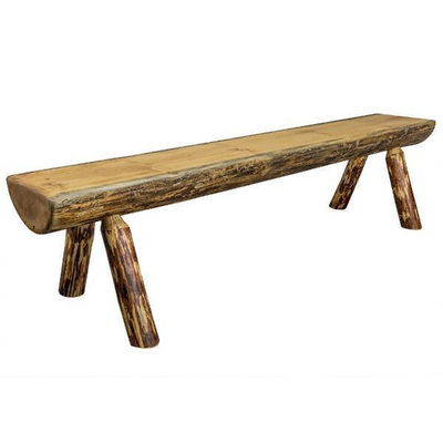 Glacier Country Collection Hand Crafted Lodgepole Pine Half Log Bench