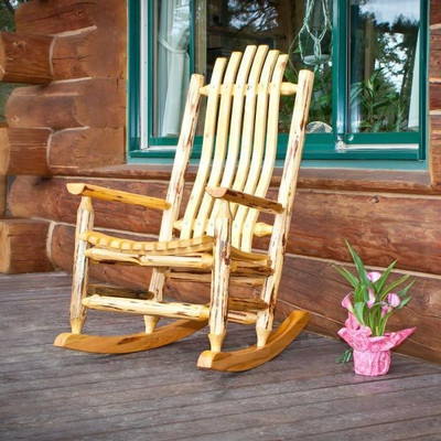 Montana Collection Hand Crafted Lodgepole Pine  Adult Log Rocker