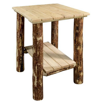 Glacier Country Collection Hand Crafted Lodgepole Pine Exterior End Table