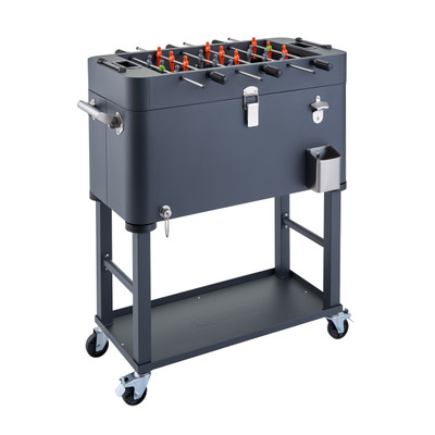 TRINITY 80 Quart Foosball Cooler with Detachable Tub and Cover - Charcoal Gray