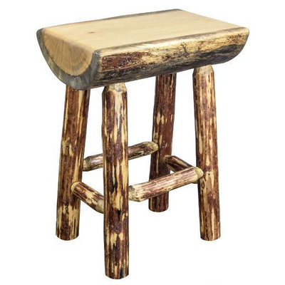 Glacier Country Collection Hand Crafted Lodgepole Pine Counter Height Half Log Barstool