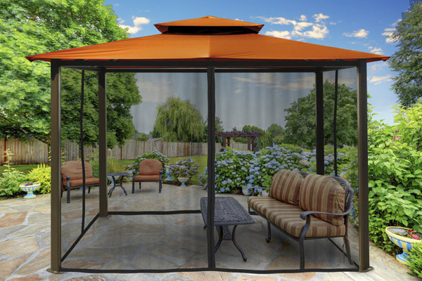 Barcelona Soft Top Gazebo with Rust Dome-Tex Canopy and Mosquito Netting (10 ft. x 12 ft.)